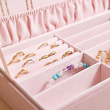 Quilted Velvet Jewellery Box Large - Pink