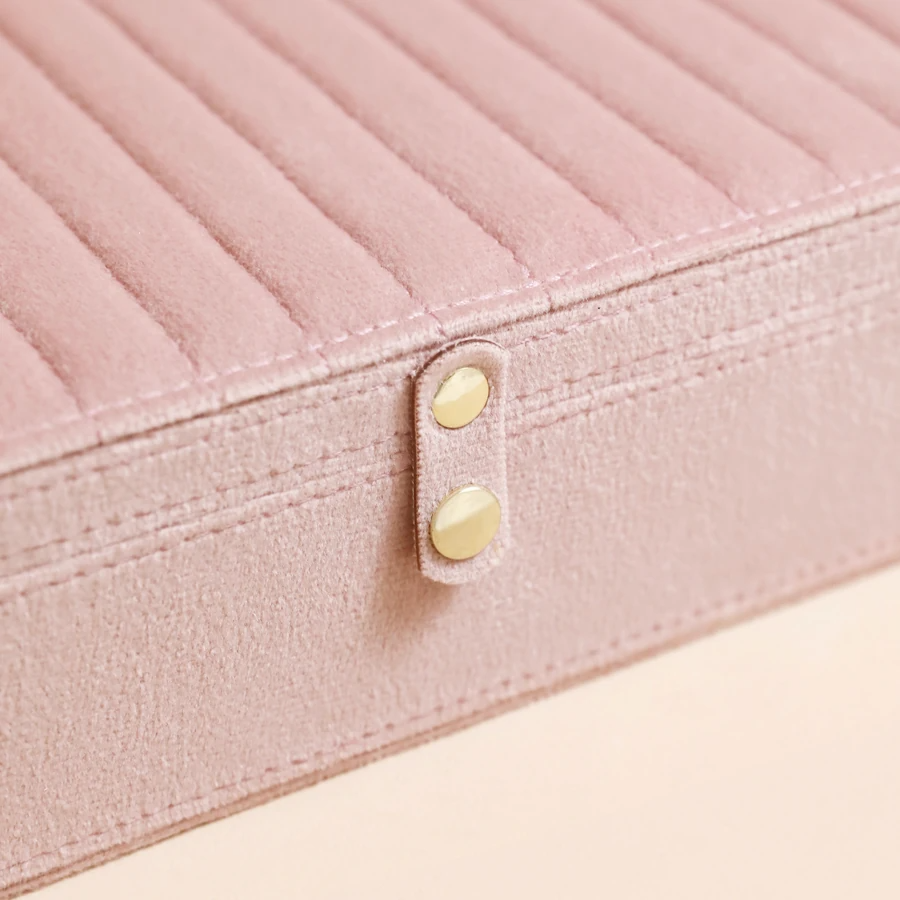 Quilted Velvet Jewellery Box Large - Pink