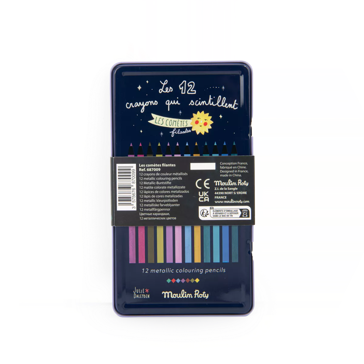 Moulin Roty - Les Cometes Filantes - Metallic Colouring Pencils 12pc