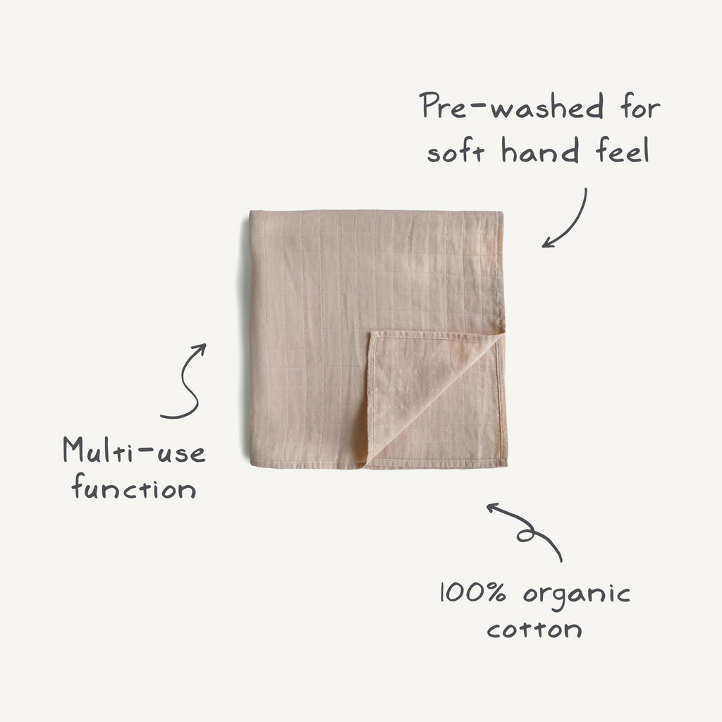 Mushie Swaddle Organic Cotton - Sparrow