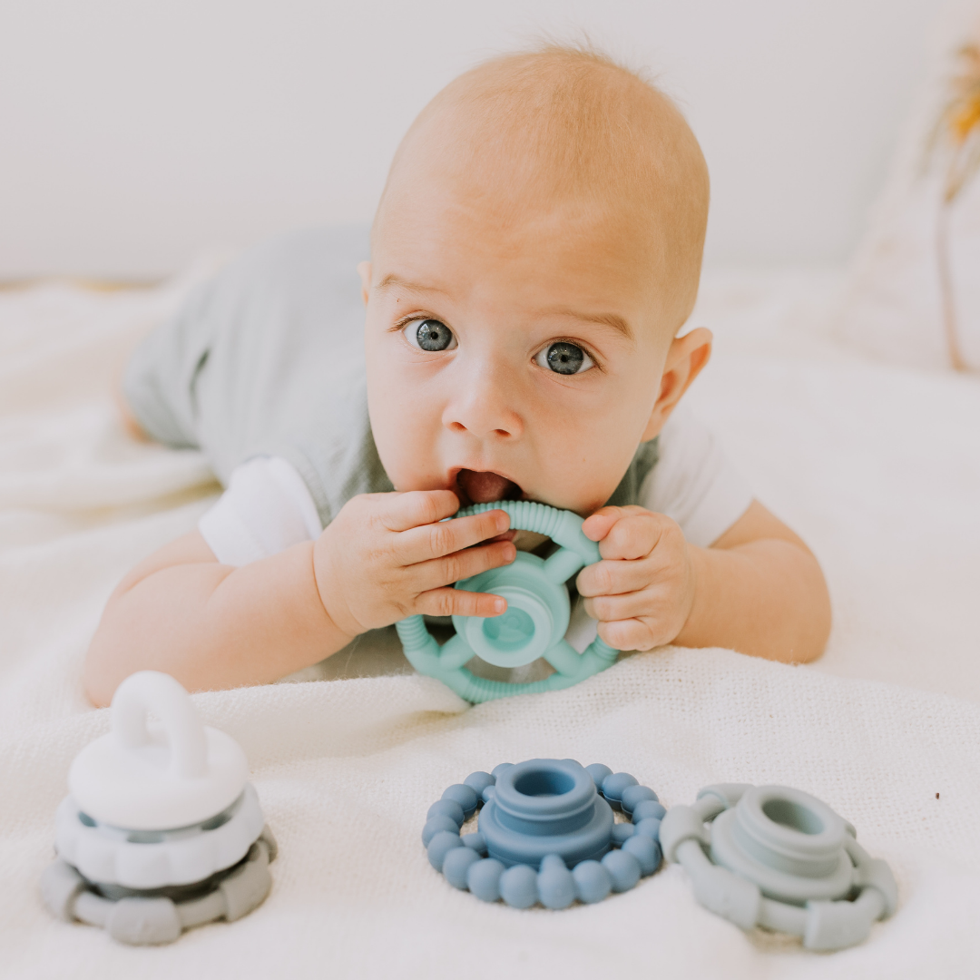 Rainbow Stacker Teether & Toy - Raspberry Ombre