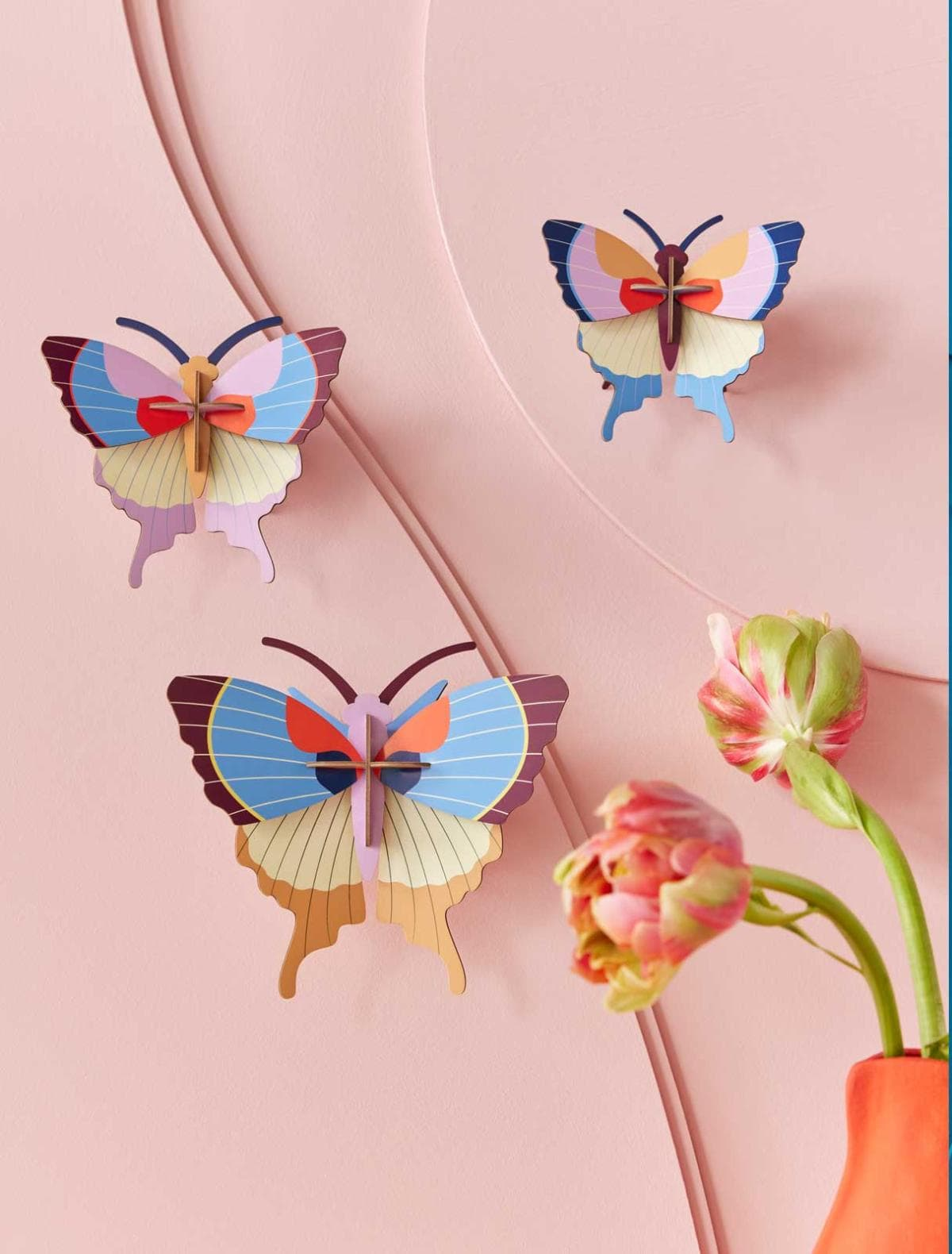 Studio Roof- Set Of 3 Plum Fringe Butterflies