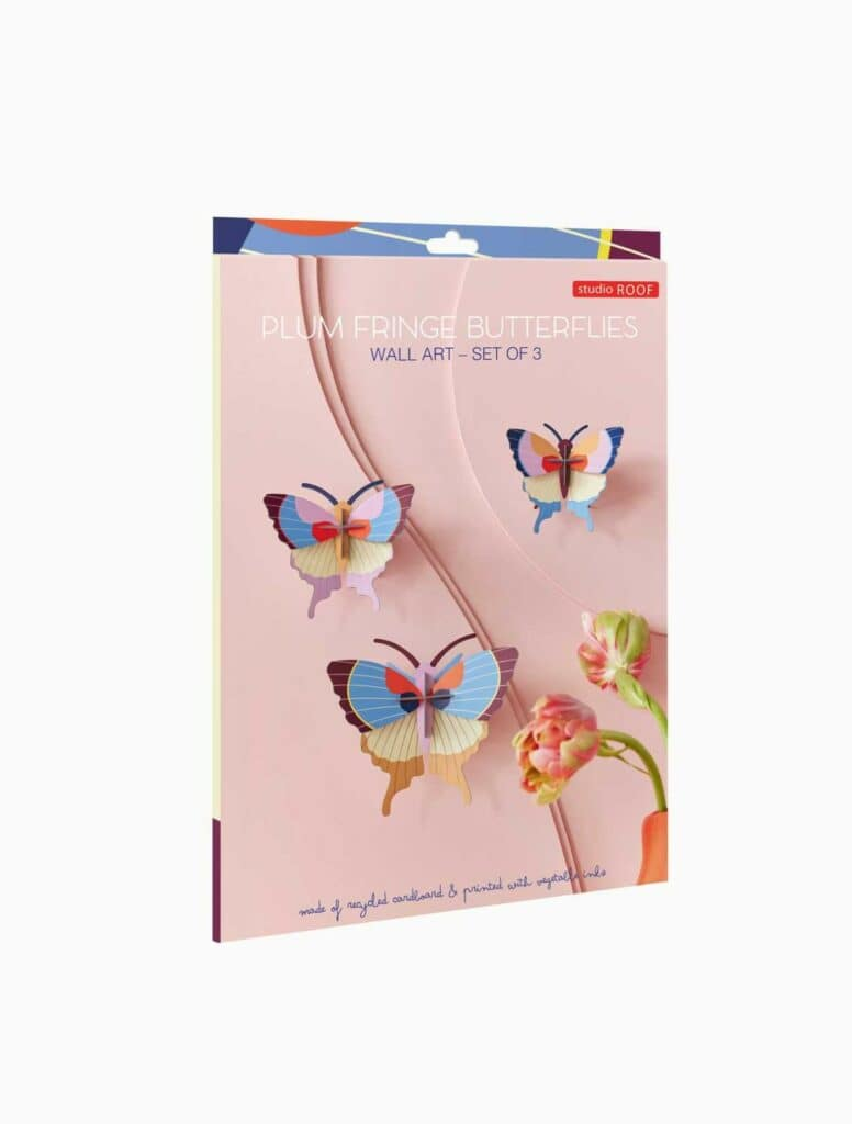 Studio Roof- Set Of 3 Plum Fringe Butterflies