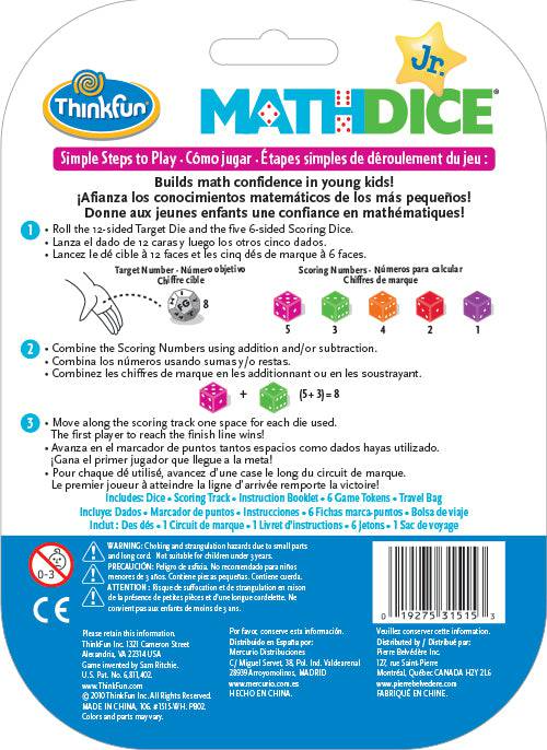 Maths Dice Jr Game