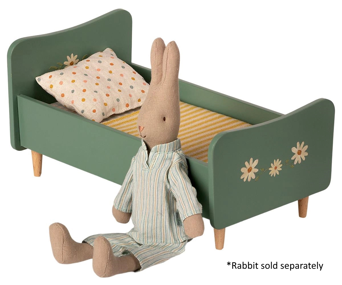 Maileg - Wooden Bed Mini Mint Blue