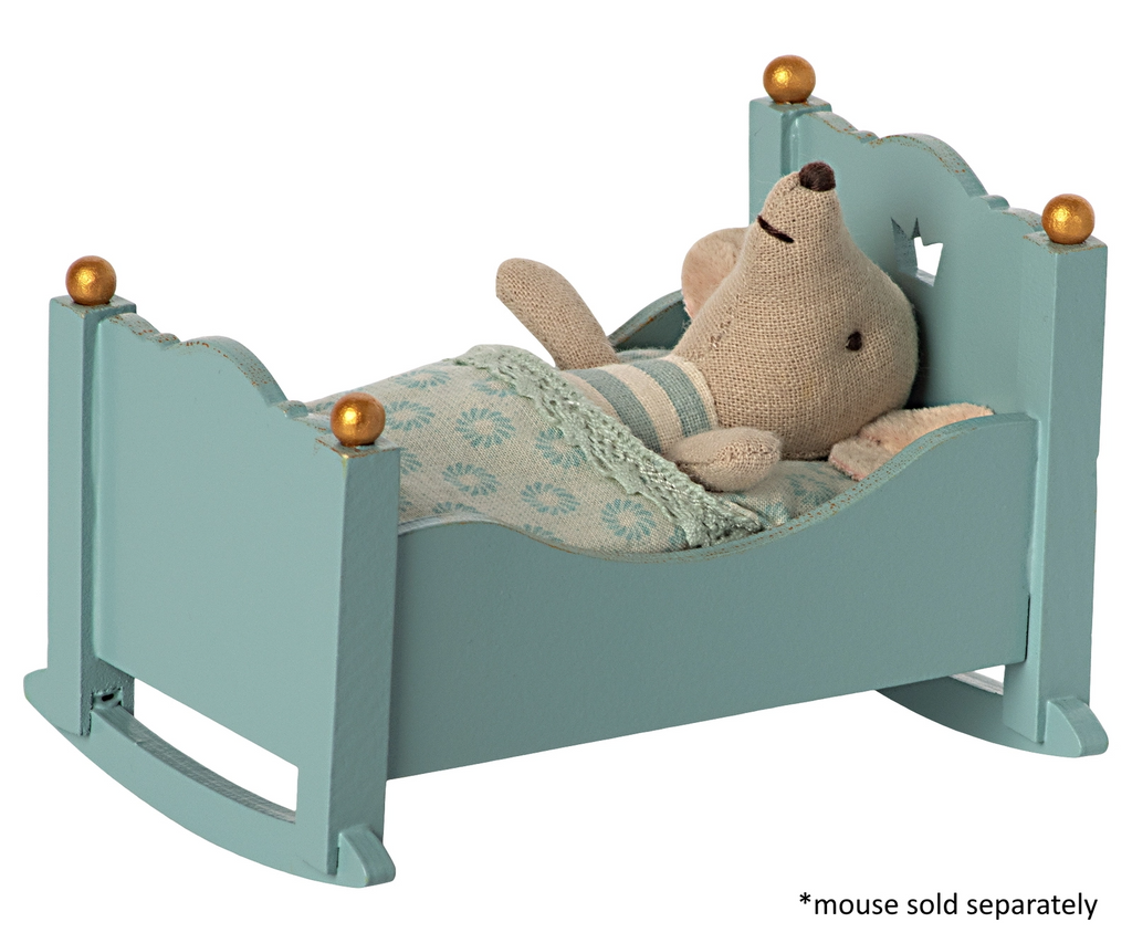 MAILEG - CRADLE BABY MOUSE BLUE