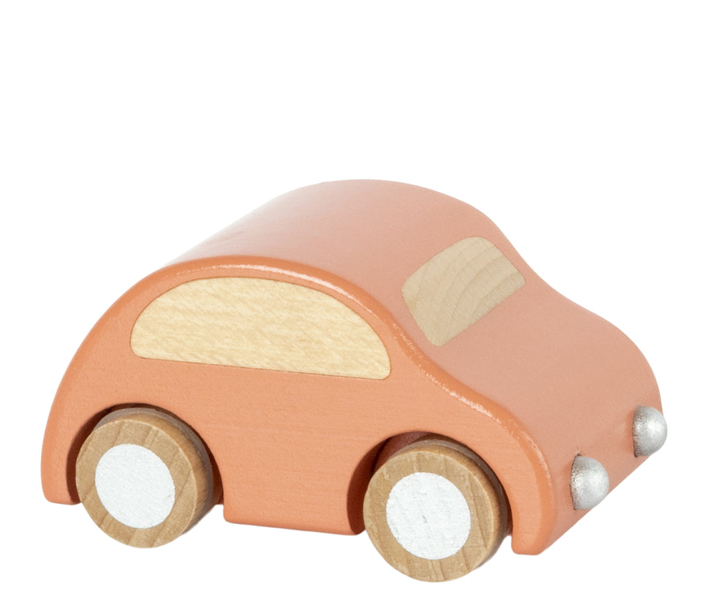 Wooden Pull Back Car - Coral