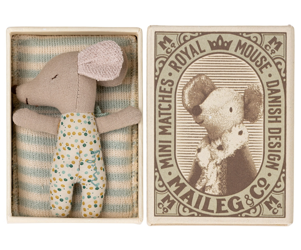 MAILEG - BABY MOUSE SLEEPY/WAKEY - BLUE