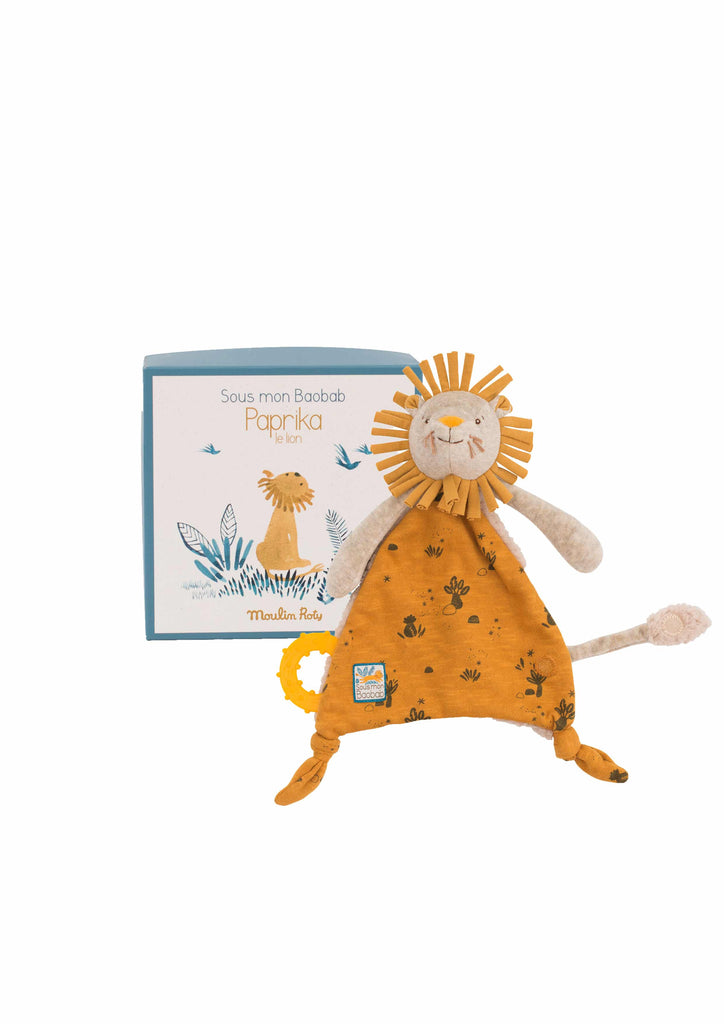 Moulin Roty - Sous Mon Baobab - Lion Comforter With Pacifier Holder
