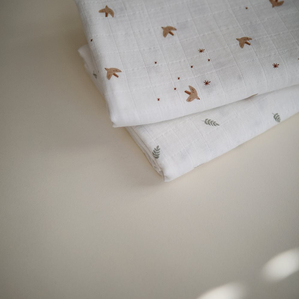 Mushie Swaddle Organic Cotton - Sparrow
