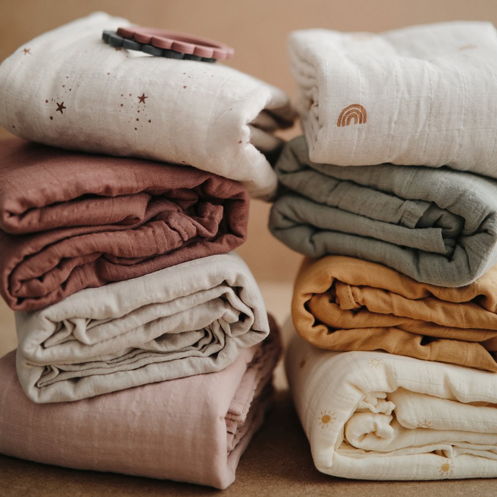 Mushie Swaddle Organic Cotton - Rocket Ship