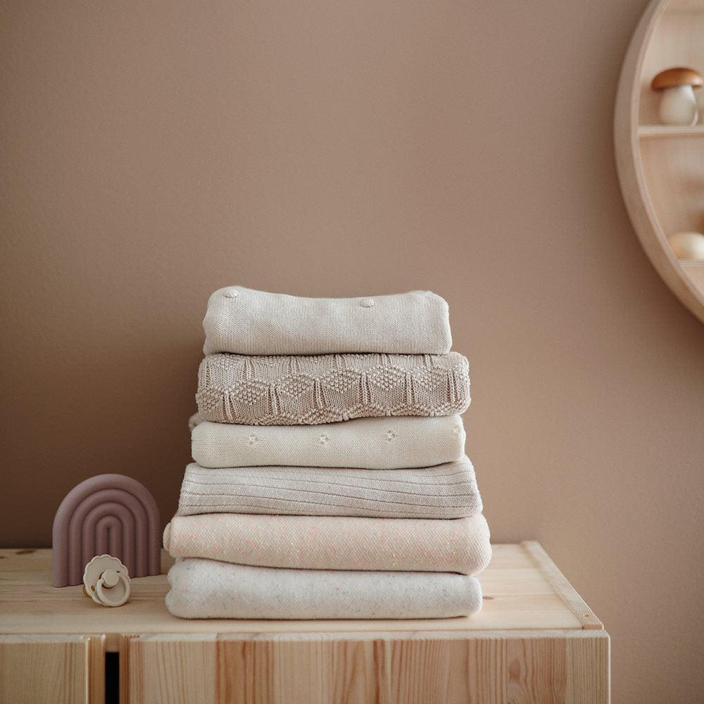 Mushie - Knitted Baby Blanket Honeycomb - Desert Rose