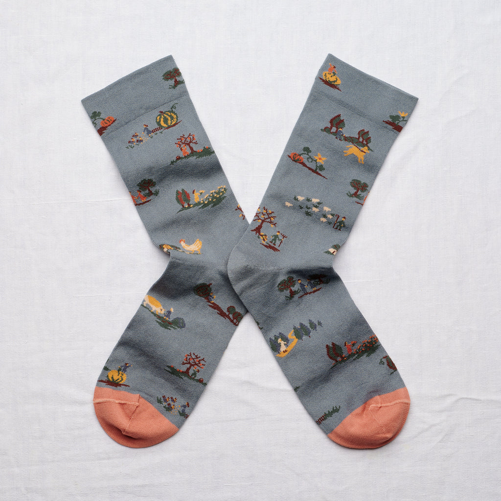 Bonne Maison Socks - L'Automne - Seedlings Aluminium
