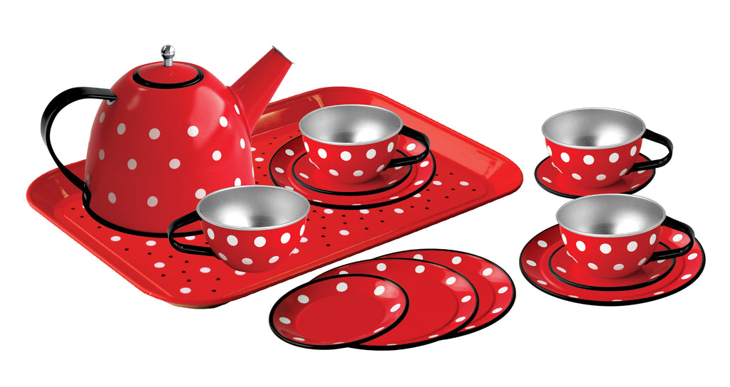 Teaset Tin - Red Polka Dot