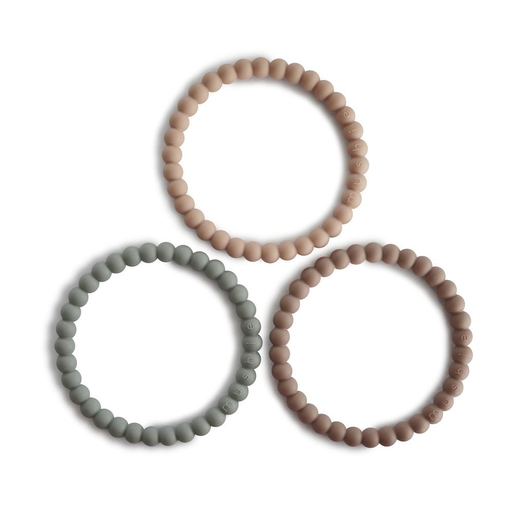 MUSHIE - SILICONE PEARL TEETHER BRACELETS - CLARY SAGE/TUSCANY/DESERT SAND