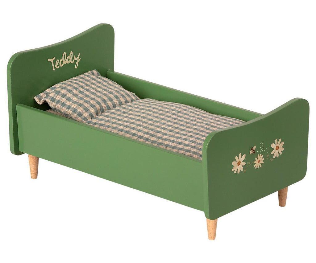 WOODEN BED DUSTY GREEN FOR TEDDY DAD