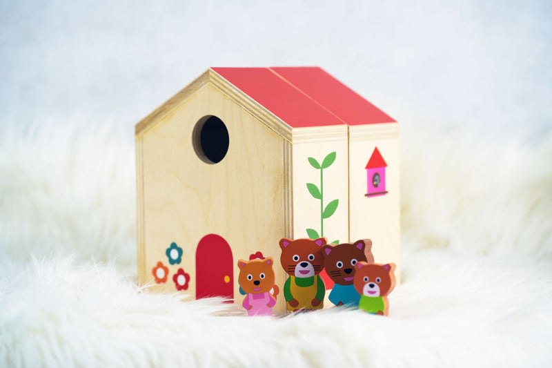 MINIHOUSE - WOODEN CAT FAMILY