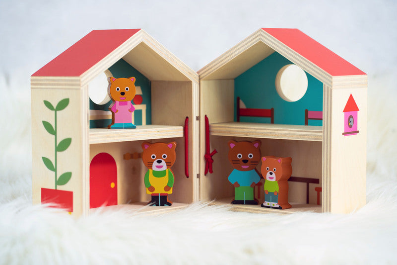 MINIHOUSE - WOODEN CAT FAMILY