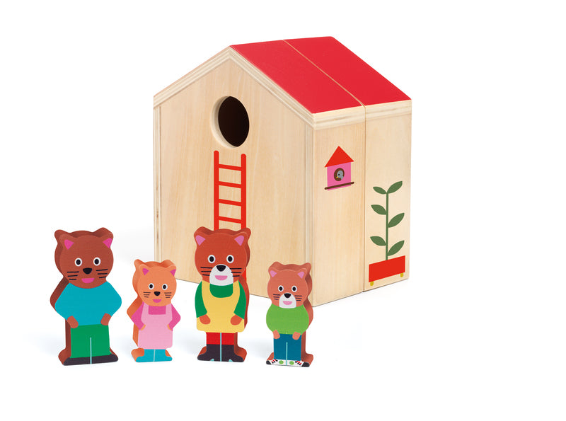 MINIHOUSE - WOODEN CAT FAMILY