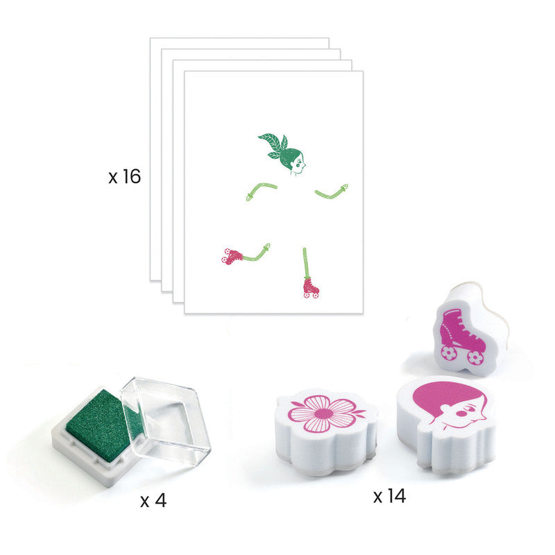 Djeco - Stamp Set - Flower Girls