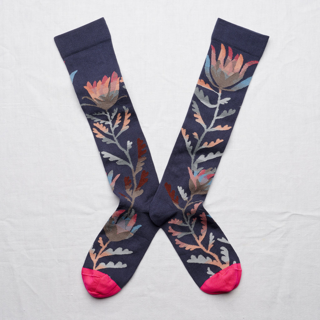 BONNE MAISON KNEE HIGH SOCKS - GROS CÂLIN - FLOWER SLATE