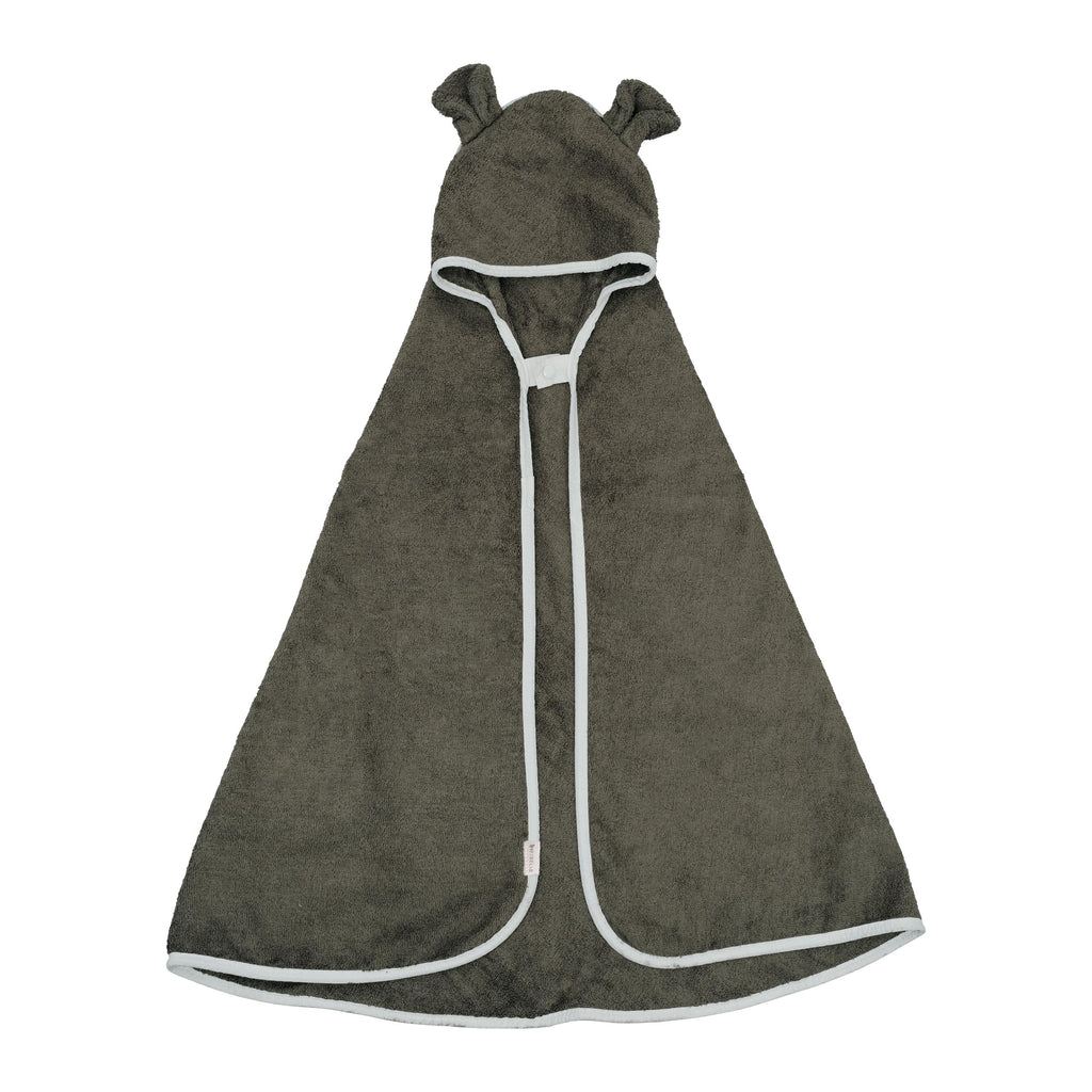 HOODED BABY TOWEL - BEAR - OLIVE