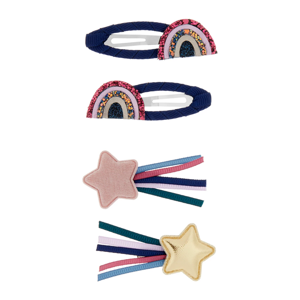 OVER THE RAINBOW NAVY HAIR CLIPS - 4PC