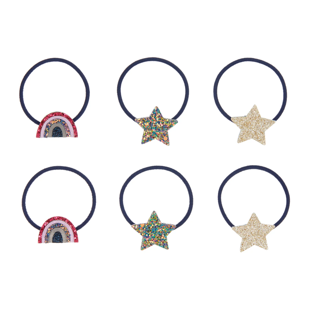 OVER THE RAINBOW  NAVY PONY TIES - 6PC