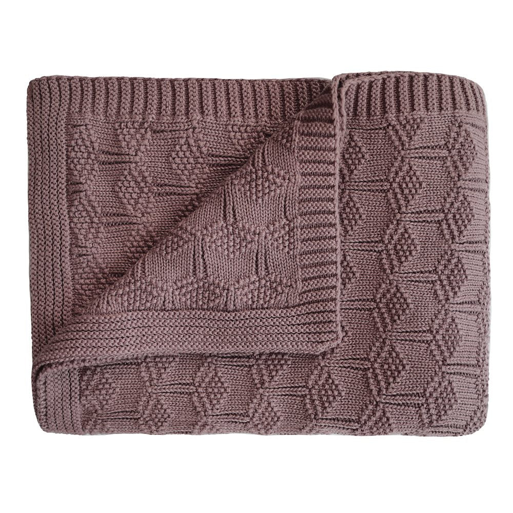 Mushie - Knitted Baby Blanket Honeycomb - Desert Rose
