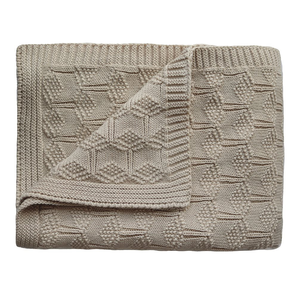 MUSHIE - KNITTED BABY BLANKET HONEYCOMB - BEIGE