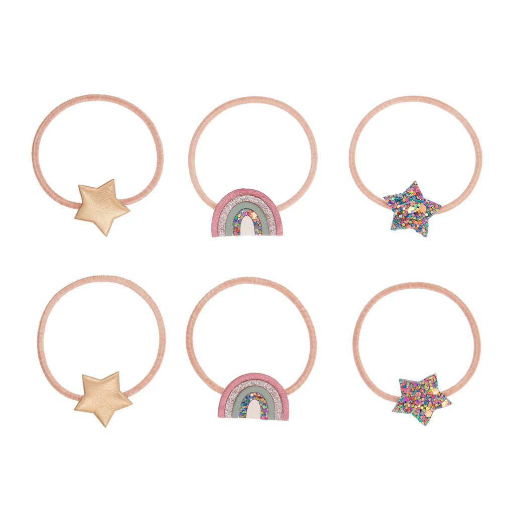 OVER THE RAINBOW PONY TIES - 6PC