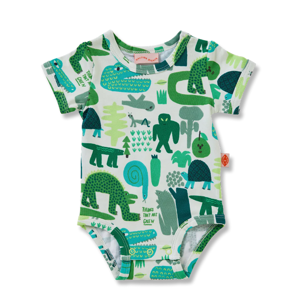 HALCYON NIGHTS - SHORT SLEEVE BODYSUIT - THINGS THAT ARE GREEN