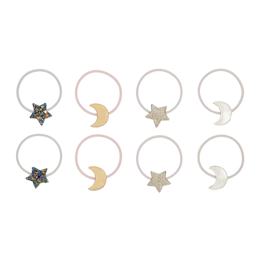 STAR & MOON PONY TIES - 8PC
