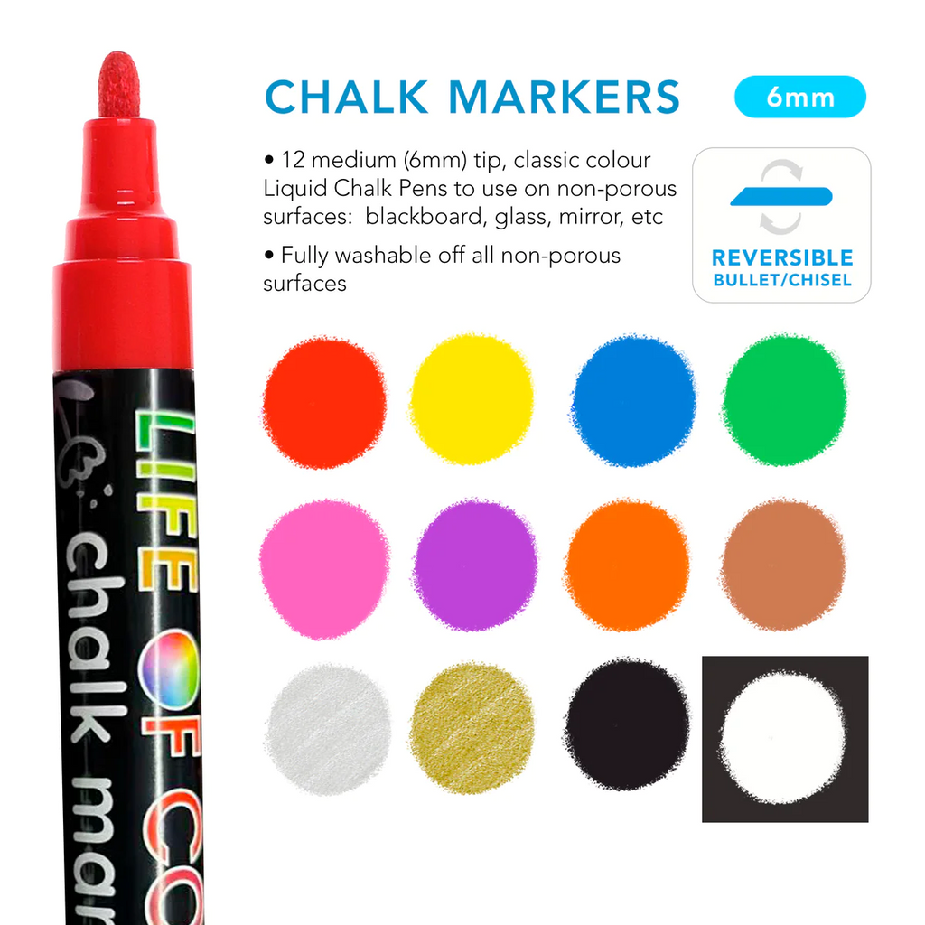 LIQUID CHALK MARKERS - 12 PC