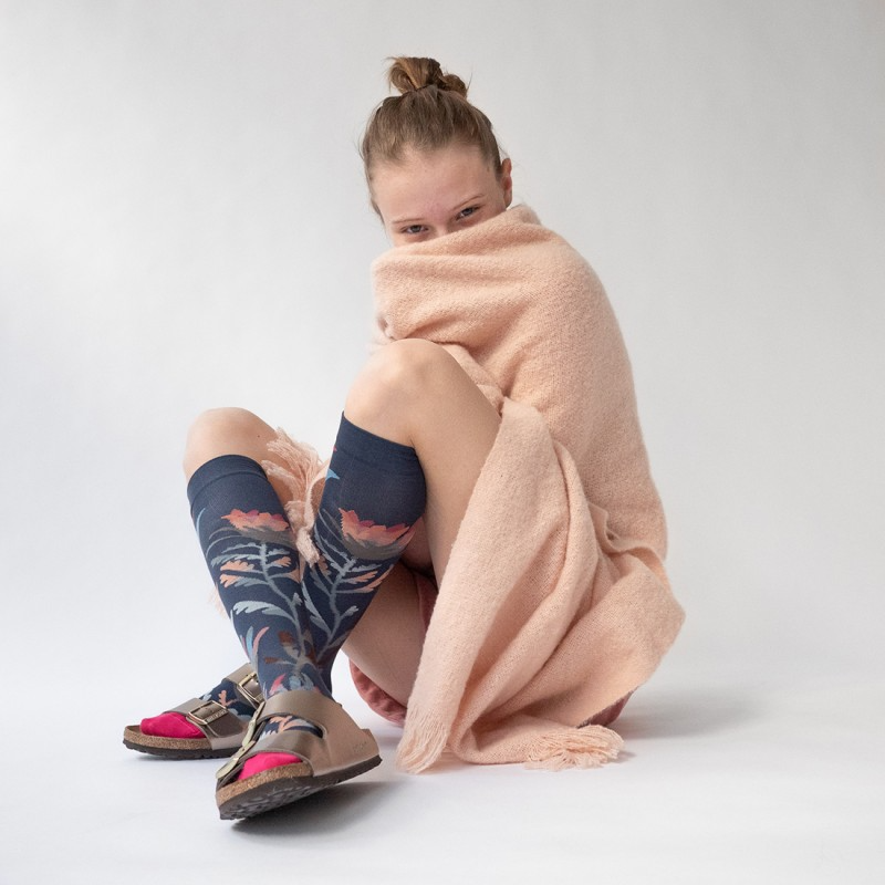 BONNE MAISON KNEE HIGH SOCKS - GROS CÂLIN - FLOWER SLATE