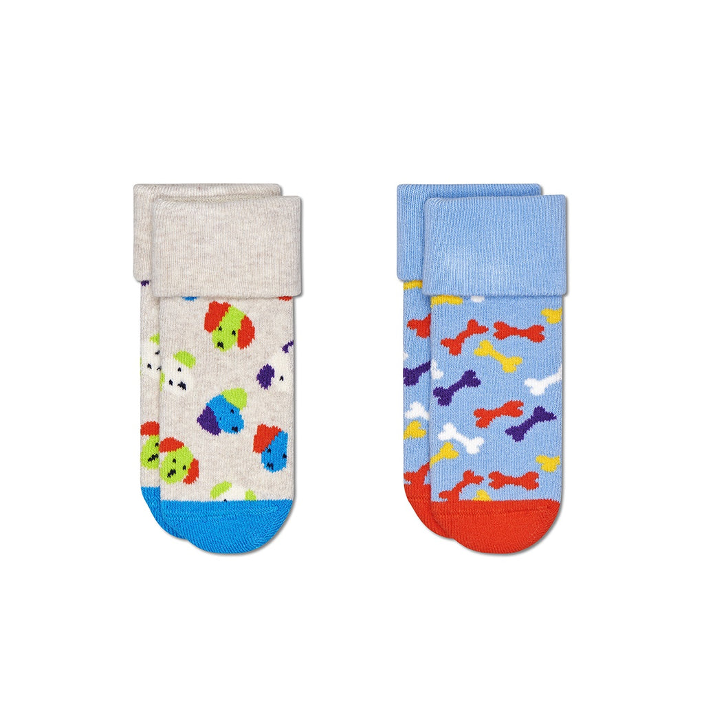 HAPPY SOCKS 2 PACK SOFT TERRY - DOGS - 0-6 MTHS
