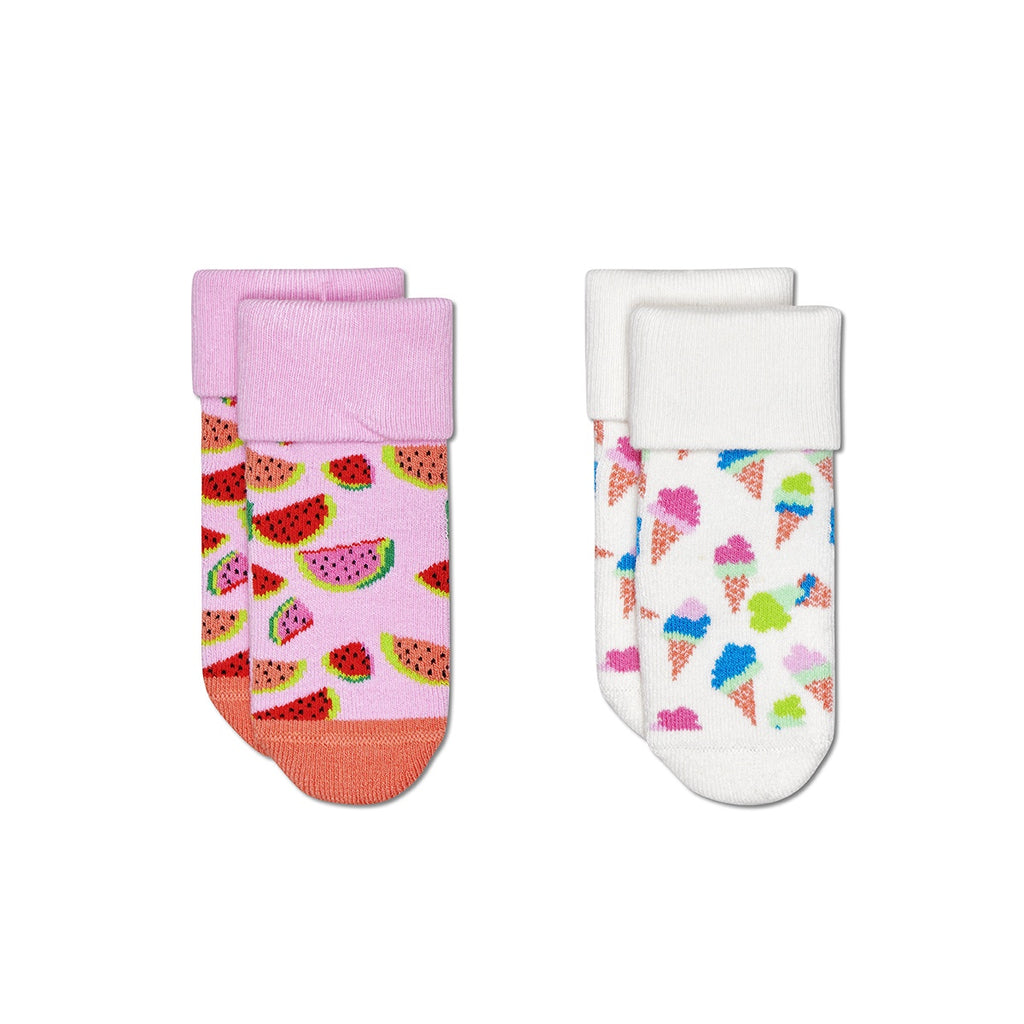 HAPPY SOCKS 2 PACK SOFT TERRY - ICE CREAM - 0-6 MTHS