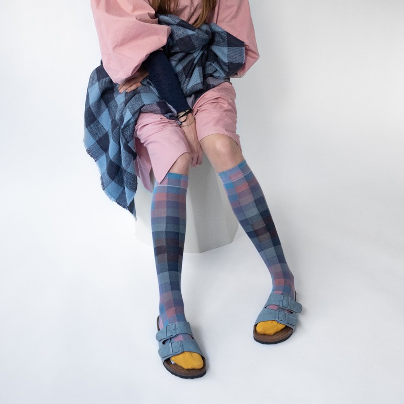BONNE MAISON KNEE HIGH SOCKS - GROS CÂLIN - CHECKS NOCTURNAL