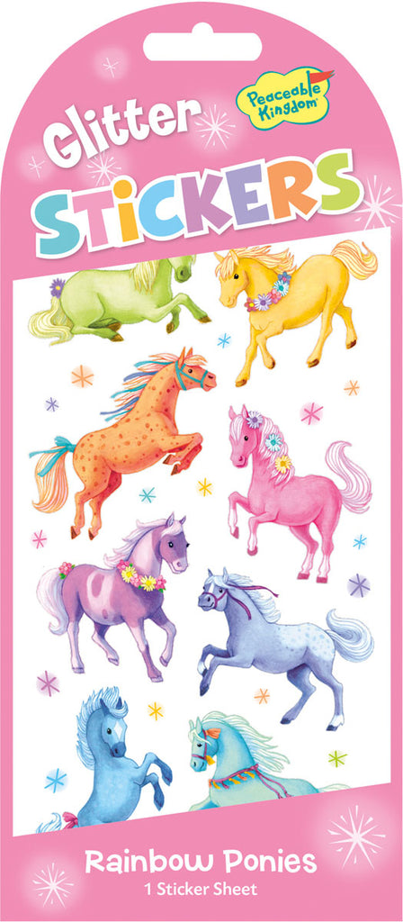 GLITTER STICKERS - RAINBOW PONIES