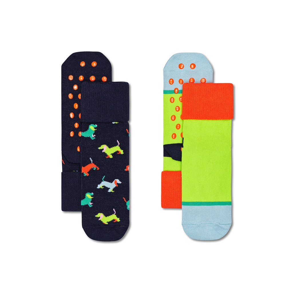 HAPPY SOCKS 2 PACK ANTI SLIP - PUPPY LOVE - 2-3 YRS