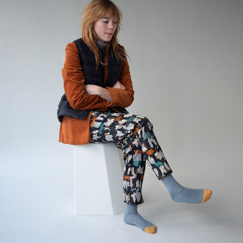 Bonne Maison Socks - Unies Pois Rayèes - Aluminium