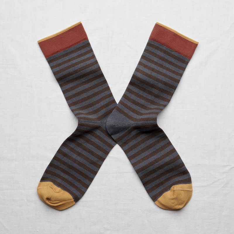 Bonne Maison Socks - L'Automne -Stripe Steel